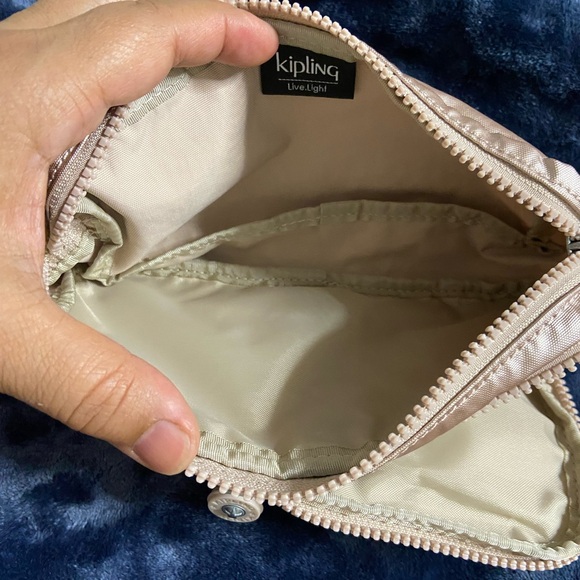 KIPLING Metallic Old Rose Dual Zip Compartment Cosmetic Bag - Picture 4 of 6